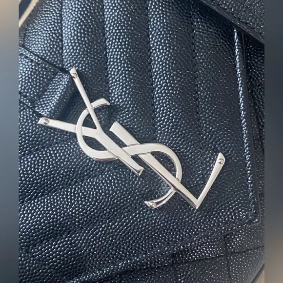 YSL Grain De Poudre Textured Mixed Matelasse Triquilt Small Monogram Satchel - Picture 8 of 16